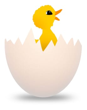 Illustration of a bird hatching from an egg