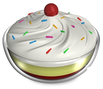 illustration of a trifle dessert with sprinkles and a cherry on top