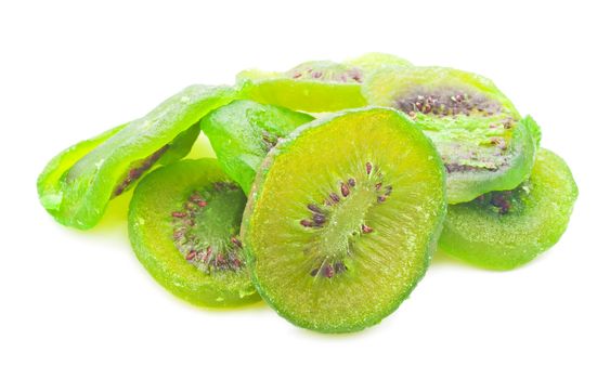 Fresh dried kiwi isolated on white background