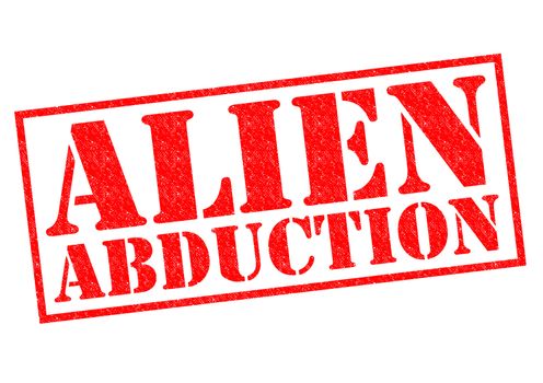 ALIEN ABDUCTION red Rubber Stamp over a white background.