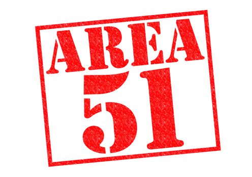 AREA 51 red Rubber Stamp over a white background.