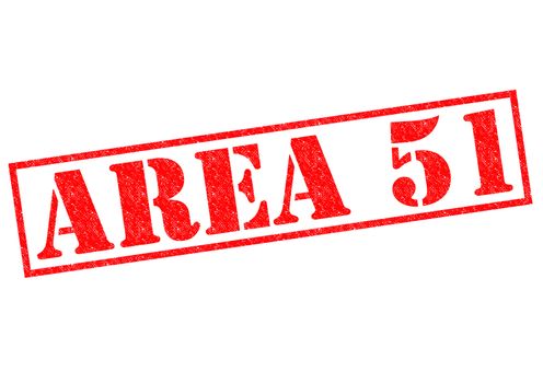 AREA 51 red Rubber Stamp over a white background.