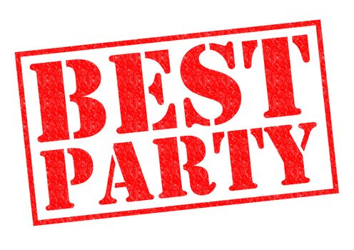 BEST PARTY red Rubber Stamp over a white background.