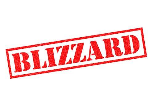 BLIZZARD red Rubber Stamp over a white background.