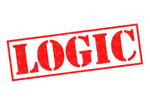 LOGIC red Rubber Stamp over a white background.