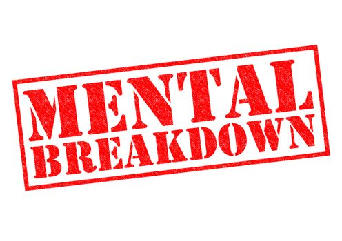 MENTAL BREAKDOWN red Rubber Stamp over a white background.