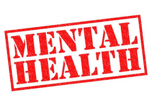 MENTAL HEALTH red Rubber Stamp over a white background.