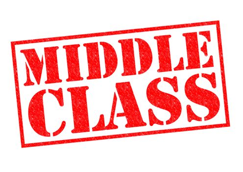 MIDDLE CLASS red Rubber Stamp over a white background.