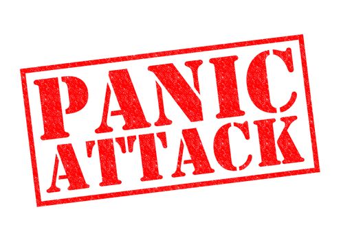 PANIC ATTACK red Rubber Stamp over a white background.