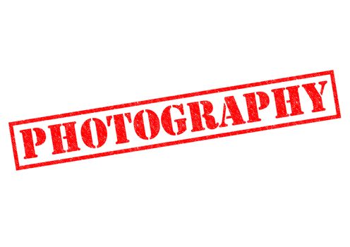 PHOTOGRAPHY red Rubber Stamp over a white background.