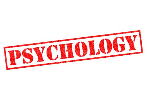 PSYCHOLOGY red Rubber Stamp over a white background.