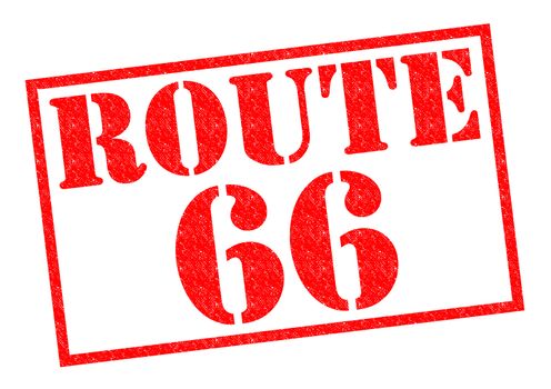 ROUTE 66 red Rubber Stamp over a white background.