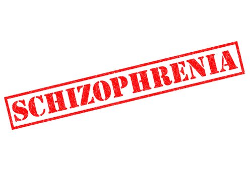 SCHIZOPHRENIA red Rubber Stamp over a white background.