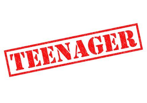 TEENAGER red Rubber Stamp over a white background.