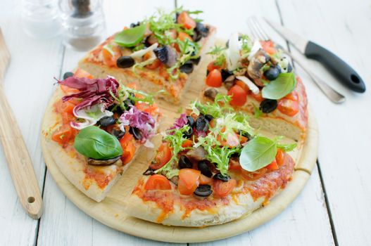 Gourmet deep pan pizza slices 