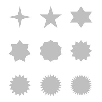 Set of many different grey stars in white background