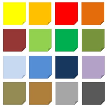 Set of many colorful post it on white background