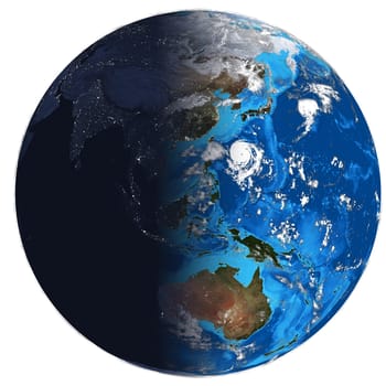 Photorealistic Earth. Day and night. Elements of this image are furnished by NASA