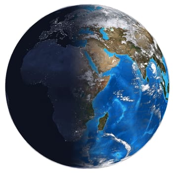 Photorealistic Earth. Day and night. Elements of this image are furnished by NASA