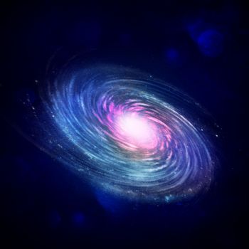 Illustration of a spiral galaxy on a star field background