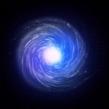 Illustration of a spiral galaxy on a star field background