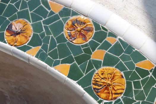 mosaic fragment from famous Park Guell in Barcelona