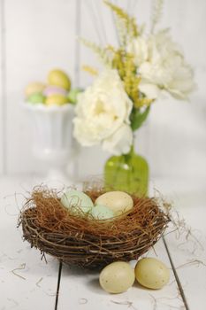 Spring Easter Holiday Themed Still Life Scene in Natural Light