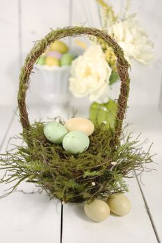 Spring Easter Holiday Themed Still Life Scene in Natural Light