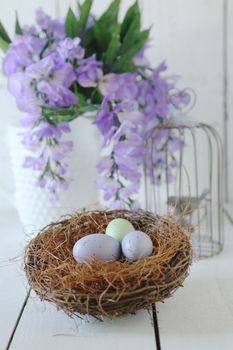 Spring Easter Holiday Themed Still Life Scene in Natural Light