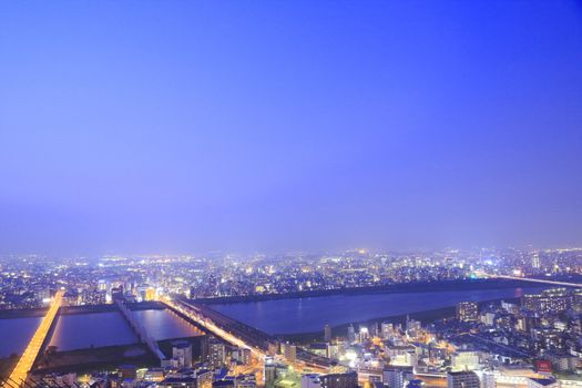 Dense skyline of Umeda District, Osaka, Japan 