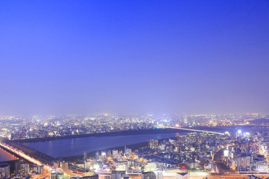 Dense skyline of Umeda District, Osaka, Japan 