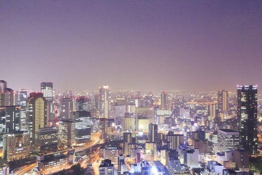 Dense skyline of Umeda District, Osaka, Japan 