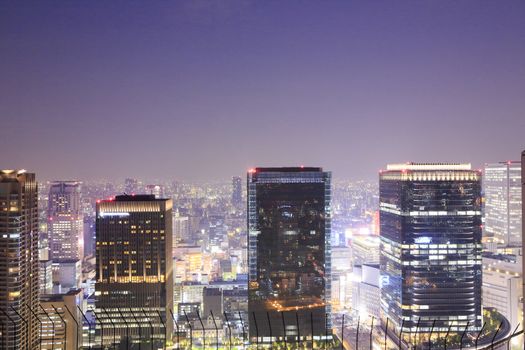 Dense skyline of Umeda District, Osaka, Japan 