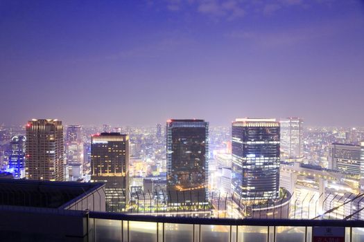 Dense skyline of Umeda District, Osaka, Japan 