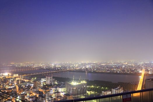 Dense skyline of Umeda District, Osaka, Japan 