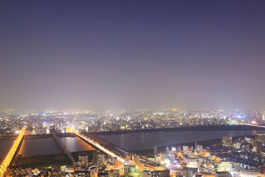 Dense skyline of Umeda District, Osaka, Japan 