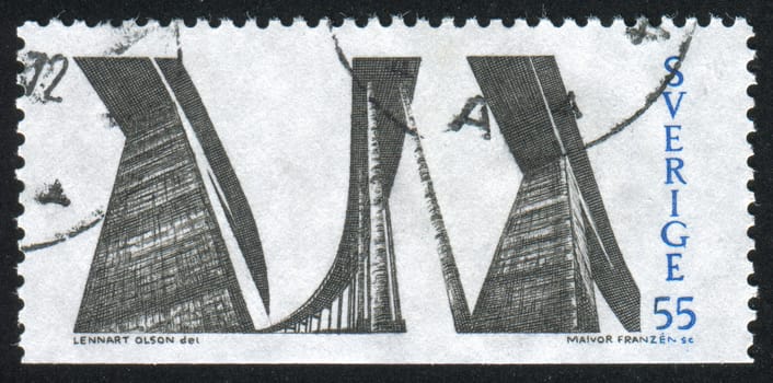 SWEDEN - CIRCA 1969: stamp printed by Sweden, shows Tjorn Bridge, circa 1969