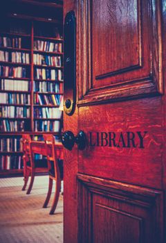 Retro Styled Image Of The Door To An Ancient Library