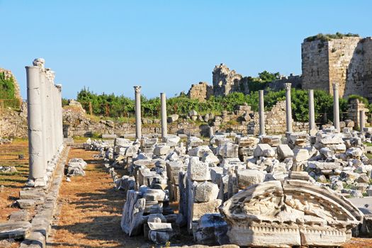 Turkey. Side. Antique ruins with columns