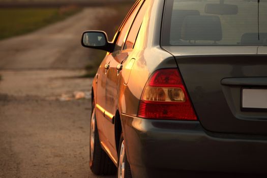 Mirror of a car on the roadside