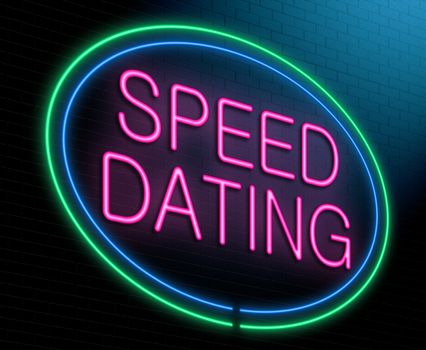 Illustration depicting an illuminated neon sign with a speed dating concept.