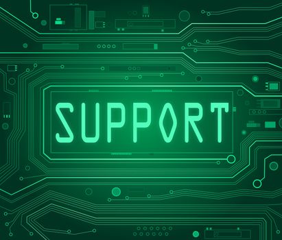 Abstract style illustration depicting printed circuit board components with a support concept.