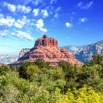 famous bell rock and Courthouse Butte in Sedona, Arizona, USA