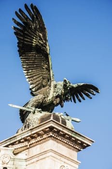 the eagle statue at the royal palace in Budapest, Hungary