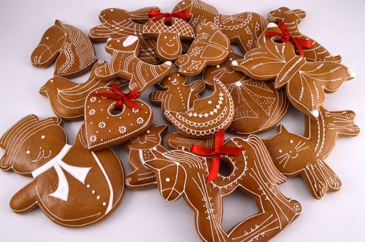 Gingerbread cookies on white background .