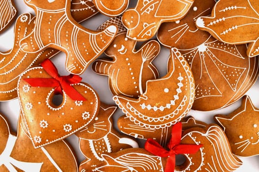 Gingerbread cookies on white background .