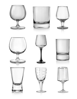 Goblets for hard liquors isolated on white
