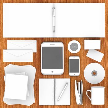 Corporate identity template on the wood background