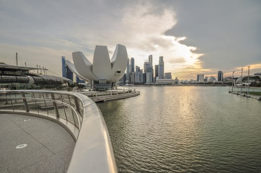 SINGAPORE-MARCH 31: The Marina Bay Sands Resort Hotel on Mar 31, 2011 in Singapore. It is an integrated resort and the worlds most expensive standalone casino property at S$8 billion.