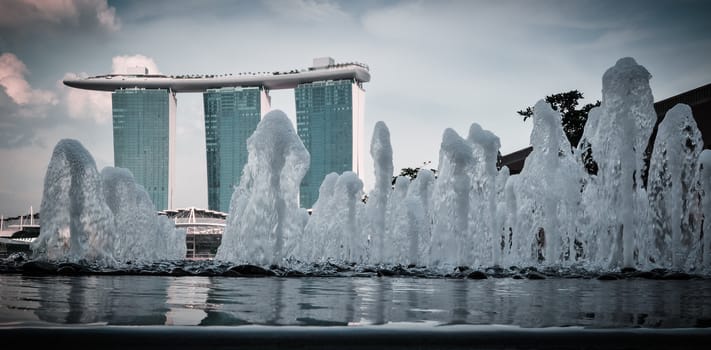 SINGAPORE-MARCH 31: The Marina Bay Sands Resort Hotel on Mar 31, 2011 in Singapore. It is an integrated resort and the worlds most expensive standalone casino property at S$8 billion.